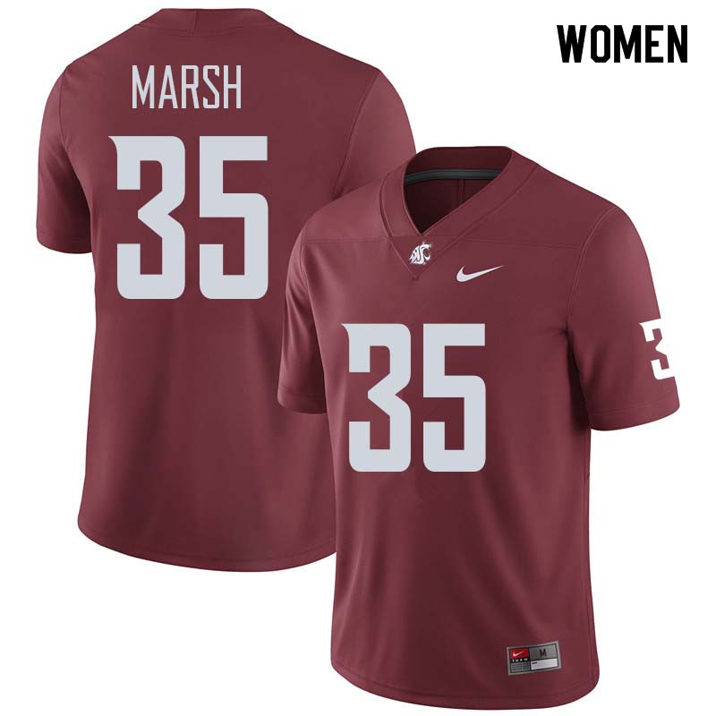 Women #35 Armani Marsh Washington State Cougars College Football Jerseys Sale-Crimson